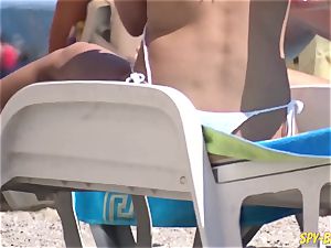 stripped to the waist Amateurs spycam Beach - Candid bikini Close Up